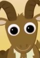 Happy cartoon goat with big eyes and curved horns, symbolizing Gabby The Goat's playful personality and charm.
