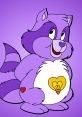 Bright Heart Raccoon, a cheerful purple character with a heart emblem, embodies kindness and friendship in a colorful setting.
