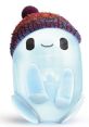 Cute character from "Ron’s Gone Wrong," featuring a smiling face and colorful knitted hat, perfect for fans of the movie.