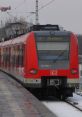 Red S-Bahn train labeled "S4 Kronberg" at a platform, part of the Rhein-Main transport network, showcasing modern rail travel.
