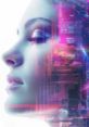 Profile view of a woman with digital effects, embodying a mystical vibe, perfect for Louise Witch themes in art.