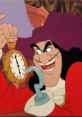 Captain Hook from Peter Pan grins mischievously, holding a ticking clock, iconic for his cunning in Kingdom Hearts.