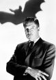 Vincent Price in a classic black-and-white pose, with a bat shadow hinting at his iconic role in "Thriller.