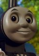 Cheerful Thomas from Thomas & Friends, showcasing his friendly smile against a vibrant background of nature.