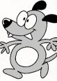 Playful cartoon character Teiguon The Dog with big eyes and a cheerful expression, running joyfully with arms outstretched.