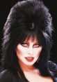 Elvira, Mistress of the Dark, showcases her iconic gothic look with dramatic makeup and voluminous hair.