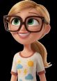 Cheerful Sam Sparks character from Cloudy With A Chance Of Meatballs, wearing a fun weather-themed shirt and big glasses.