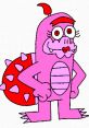 Bowsette Toadstool, a pink cartoon character with spiked back and playful expression, from the Mario and Luigi Show series.