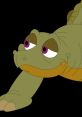 Spike from The Land Before Time, featuring a relaxed expression and distinct green skin with purple eyes.