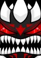 Fierce monster with sharp teeth and glowing red eyes, symbolizing chaos and a virus in the system! Bold design elements.