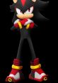 Shadow the Hedgehog stands confidently with a serious expression, showcasing his iconic black and red design.