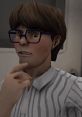 Mike from Ice Scream looks curious with glasses, deep in thought, wearing a striped shirt in a suspenseful setting.