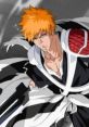 Ichigo Kurosaki in his TYBW form, featuring his iconic orange hair and stylish black and white outfit. Powerful anime character.