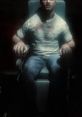 Alex Mason in a distressed state while seated, showcasing a blood-stained shirt and a tense atmosphere.