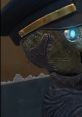 Detailed close-up of a T.e.d.d character with a metallic head, wearing a navy officer's hat and showing intricate designs.