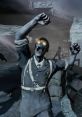 Zombie character from Black Ops 2, showcasing eerie effects and intense atmosphere in a dark, abandoned setting.