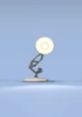 Iconic Pixar lamp character, known for its playful design and charming presence in animated films, standing against a blue background.