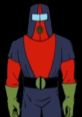 Moltar character from animated series, showcasing his iconic red and black costume with green accents.