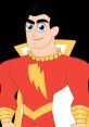 Shazam, the animated superhero with a red suit and lightning bolt emblem, exudes confidence and charm.