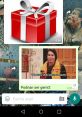 Red gift box and a humorous meme saying "Podrían ser gemi2," capturing a funny conversation context.