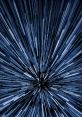 Dynamic blue streaks radiating from a central point, representing the concept of hyperspace travel and speed.