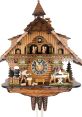 Quaint cuckoo clock featuring charming wooden carvings and intricate details, perfect for collectors and home decor enthusiasts.