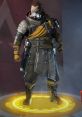Caustic from Apex Legends stands confidently in his signature outfit, ready for battle in the arena.