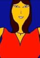 A vibrant cartoon woman in a red top smiles confidently, set against a bold blue background, adding a touch of humor.