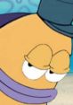 Cheerful fish character with a top hat, showcasing a humorous expression in a colorful underwater scene. Perfect for COMDY themes.