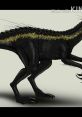 Indoraptor Sou Ds design featuring a sleek, black dinosaur with spines, claws, and striking yellow accents.
