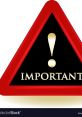 Red warning triangle with the word "IMPORTANT" in gold, emphasizing urgency and attention for critical information.