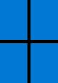 Windows 11 logo design featuring a vibrant blue background and bold black lines, representing a modern, sleek interface.