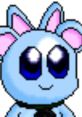 Cute blue creature with large eyes and pink ears, reminiscent of characters from gtest2022. Ideal for fans of retro gaming.