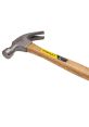 Stanley hammer with wooden handle, ideal for woodworking and construction, featuring a claw for nail removal.