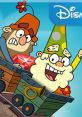 Grumpy and his friend ride the 7D Mine Train, showcasing a fun moment with a sparkling gem and joyful expressions.
