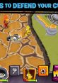 Mixel Attacks gameplay screenshot showing characters defending their camp with special effects and strategy elements.