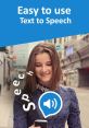 User smiling while using a smartphone for an easy-to-use text-to-speech application, promoting accessibility and convenience.