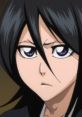 Rukia Kuchiki from Bleach with intense expression, showcasing her character's strength and determination.