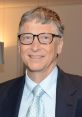 Bill Gates smiling, wearing glasses and a suit with a patterned tie, representing innovation and philanthropy.