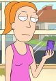 Summer Smith looks thoughtfully at her phone while wearing a pink tank top, with a view of the outside through the window.