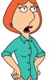 Lois Griffin, animated character from Family Guy, expresses frustration in a teal blouse with hands on hips.