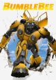 Bumblebee bursts through a wall, showcasing his iconic yellow design and robotic features, ready for action and adventure.