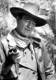 Portrait of a rugged cowboy holding a revolver, showcasing classic Western style and evoking the spirit of Wayne films.
