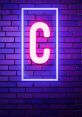 Bright neon letter "C" framed against a purple brick wall, creating a modern and stylish visual effect.