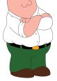 Peter Griffin, the funny cartoon character, stands confidently with arms crossed, showcasing his iconic green pants and white shirt.