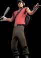 Scout from Team Fortress 2, sporting a baseball bat and confident pose, ready for action in the game.