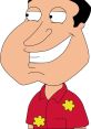 Glenn Quagmire from Family Guy, smiling in a red shirt with yellow accents, showcasing his iconic cartoon charm.