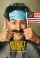 Borat celebrates American culture with a thumbs-up, wearing a mask and holding a flag in a promotional image for Prime Video.