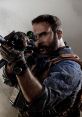 Captain John Price aiming a sniper rifle, showcasing tactical gear and intense focus in a Call of Duty setting.