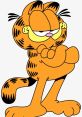 Garfield, the iconic lazy orange cat, strikes a confident pose with a cheeky grin, showcasing his playful personality.